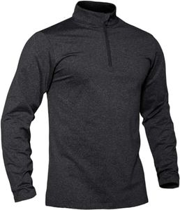 TACVASEN Men's Athletic Quarter Zip Sweatshirt Long Sleeve Fleece Lined Running Workout Shirt Pullover Black M