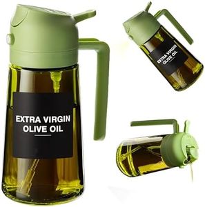 Lycidae 16oz/470ml Light-Blocking Dark Green Glass Oil Sprayer for Cooking, 2 in 1 Olive Oil Dispenser & Sprayer, Food-Grade Oil Spray Bottle for Air Fryer, BBQ, Kitchen (Canola & Olive Oil Spray)