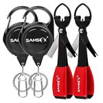 SAMSFX Fishing Knot Tying Tool with Retractor, Fly Fishing Nippers with Comfy Grip, Multifunctional Fishing Line Clipper, Must-Have Fishing Gear (Carabiner Retractor, Red Knot Tool)