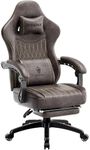 Dowinx Gaming Chair Breathable PU Leather Gamer Chair with Pocket Spring Cushion, Ergonomic Computer Chair with Massage Lumbar Support,Adjustable Swivel Task Chair with Footrest(Brown)