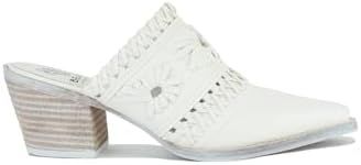 Beast Fashion Women's Woven Block Heel Mules Stacked Block Heels Mules Comfort Pointed Toe Slip on Slides Loafer Shoes, White,10