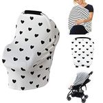 Multi-Use Organic Cotton Nursing Cover Breastfeeding Cover & Nursing Scarf- Stretchy Covers for Baby Carrier, Baby Car Seat Cover Canopy and Shopping Cart for Boys and Girls (NP01)