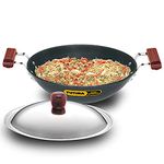 Hawkins Futura 3.75 Litre Deep Fry Pan, Hard Anodised Kadai with Stainless Steel Lid, Flat Bottom Kadhai, Black (AD375S)