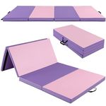 COSTWAY Gymnastics Exercise Mat, 8FT x 4FT Tumbling Mats with High Density 5cm Thick Foam, Carry Handles, Folding Fitness Floor Mat for Yoga Pilates