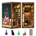 Fsolis Book Nook Kit, DIY Booknook Kit with Dust Cover for Adult DIY Miniature House Kit 3D Wooden Puzzle Decorative Bookend Bookshelf Decor Bookish Gift for Women Men Teens(Magic Pharmacist)