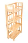 Premier Housewares Rubberwood Racking Storage Shelving Unit 4-Tier Folding Shelving Unit Garage Storage Bathroom Organiser Shelving 115 x 54 x 30 cm