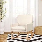 CASART Rocking Armchair, Upholstered Lounge Rocker Chair, Home Office Leisure Chair Padded Seat for Living Room, Bedroom and Garden, Beige