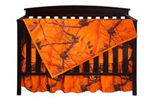 Carstens Real Tree AP Blaze Camo 3 Piece Crib Sheet Set, Orange