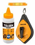 Tolsen Chalk Line Reel Set - Heavy Duty, Fast Rewind, Builders Chalk String Kit - 30m (100ft) Line