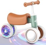 Colorful Lighting Baby Balance Bike for 1 Year Old Boys Girls 12-24 Month Toddler Balance Bike, 4 Wheels Toddler First Bike, 10-36 Month First Birthday Gifts Toys (Aqua, Small)