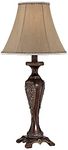 Hanna Traditional Accent Table Lamp 23.5" High Dark Bronze Brown Candlestick Floral Detail Bell Shade Decor for Living Room Bedroom House Bedside Nightstand Home Office - Regency Hill