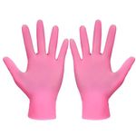 Disposable Gloves,Pink Nitrile Gloves 100-Pack Latex Free Powder Free Touch Screen For Cleaning And Various Scenes…