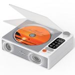 Leapwell CD Player Portable Bluetooth Desktop CD Players for Home with Speakers Rechargeable Small Retro CD Player with LCD Screen Optical USB White