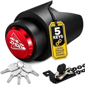 ZHDD Trailer Hitch Lock for 2 Inch Coupler with Safety Chain Lock, Heavy Duty Anti-Theft Trailer Tongue Coupler Lock for RV, Boat, Utility & Cargo Trailers (Red)