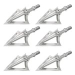 Feyachi Hunting Broad Heads 100 Grain Stainless Steel Fixed Blade Broadhead Arrow Tips Archery Arrowhead for Crossbow and Compound Bow, Pack of 6