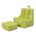 Ready Steady Bed Child Bean Bag Chair with Footstool | Ergonomically Designed Kids Armchair | Comfy Children Furniture | Toddler Play Safe Soft Seat Playroom Sofa (Lime)