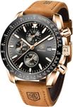 BENYAR Luxury Business Casual Party-Wear Silicone Chronograph Date Display Watch for Men (Brown-Black)