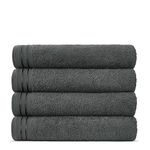 Lions Bath Towels - Set of 4 Bathroom Bath Sheets, 100% Luxury Cotton, 500 GSM 75X135CM, Highly Absorbent and Quick Dry Extra Large Towel, Accessory Set, Charcoal