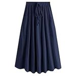 Skirt for Women, Casual High Waist Pleated A-Line Midi Skirt with Pocket Weekend Cut Out Dress Wedding Guest Over 50'S Womens Maxi Dresses Summer Ditsy Women Dresses Maxi (XL, Dark Blue)