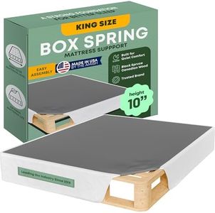 Greaton, 10” King Box Spring for King Bed – Amish-Made in The USA – Solid Wood Box Spring Mattress Foundation with Stable & Quiet Support – Flat-Packed & Easy Assembly – White