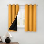 BGment Short 100% Blackout Curtains for Bedroom, Thermal Insulated Lined Energy Efficiency Noise Reducing Grommet Curtains 45 Inch Length for Small Window 2 Panels Each 42 Inch Wide, Mustard