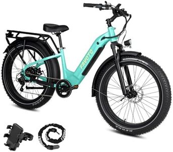 Favoto 750W Fat Tire Ebike, 48V 14Ah, 26" Electric Mountain Bike for Adults, 60 Miles, 20mph, 7-Speed, LCD, Mint Green