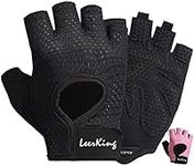 LeerKing Gym Weight Lifting Fitness Gloves with Flexible Thin Padding, Enhanced Palm Wrist Support for Men Women Exercise Pull ups Workout Rowing and Cycling,Black, M