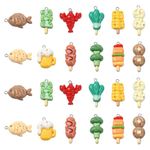 Airssory 24 Pcs 12 Styles Opaque Barbecue Theme Imitation Food Resin Charms Imitation Vegetable Fish Beer Plastic Charms for DIY Jewelry Gift Decoration