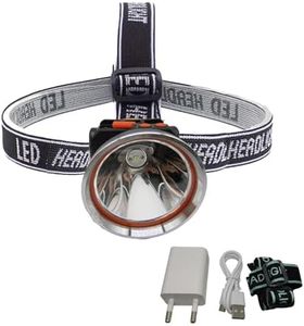 RENMAX Bright Head Light Torch Waterproof Rechargeable Handsfree IR Sensor LED Blinker Metal Spotlight for Cycling Camping Caving Hiking Hunting Trekking - 1Pc