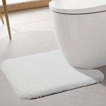 ROLIZOE Ultra Thick Toilet Mat Non Slip Pedestal Mat for Toilet Highly Absorbent Bathroom Toilet Rug Super Soft Bath Mat Rug Carpet Microfiber Floor Mat U Shape 50 x 60cm, White