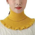 NiceYnn Knitted Turtleneck Fake Collar for Women Girls, Detachable Ruffled Mock High Neck Collar, Winter Neck Warmer Wrap Scarf Elastic Lapel False Dickey Collar for Sweater Top Cover Blouse