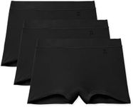 Tommy John Women's Supima Cool Cotton Boyshort Panties - 3 Pack - Comfortable Boxer Brief Underwear for Women (Black, X-Large)