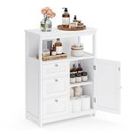 VASAGLE Bathroom Floor Storage Cabinet, Bathroom Storage Unit with 3 Drawers, Bathroom Cabinet Freestanding, White UBBC542P31V1