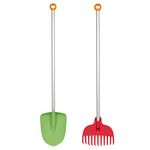 Fiskars Kids' Essential Landscaping Set - Leaf Rake and Garden Shovel - Kids Gardening Set - 2 Piece,Red/Green