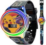 Accutime Kids Pokemon Digital LCD Quartz Watch for Boys, Girls, and Adults All Ages, Pikachu Black, Quartz Watch