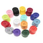 15 Colors Sewing Resin Buttons 1 Inch(25mm) Multicolored Buttons 4 Hole for DIY Sewing Crafts,Pack of 90 with Box (Each Color 6 PCS) SHUNLI