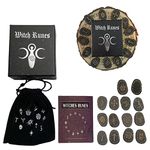 Rune Stones Set with Runes Book - of Elder futhark Runes for Beginners | Engraved Rune Symbol for Meditation Divination, Rune Stones Set with Storage Bag Laoxi