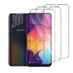 Pcircb [3+3pcs] Tempered Glass Compatible with Samsung Galaxy A50 Glass Protection, 3pcs Screen Protection and 3pcs Back Camera Protection, 9H Hardness, HD, Bubble-Free