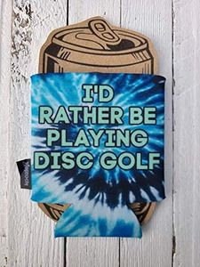 I'd Rather Be Playing Disc Golf Tie Dye Can Cooler Coozie Gifts for Dads Brother Uncle Grandpa Papa Dead Head Fathers Day Gift Hippie Hippy Beverage Insulator Cozy Frisbee Frolf RBPDGKOOZ