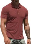 NITAGUT Men's Polo Shirts Short Sleeve Casual Slim Fit Workout Shirts Brick Red, XX-Large