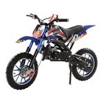 Luojuny Gas Power Motocross, 49cc 2-Stroke Kids Dirt Bike, Off Road Mini Motorcycle, Pocket Motorbike with Front Rear Disc Brakes, Motorbike for Kids, Racing Max Speed 40KM/H (Blue) Blue