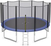 Goplus Trampoline 8FT 10FT 12FT 14FT 15FT 16FT, ASTM Approved Outdoor Recreational Trampolines W/ Enclosure Net, Ladder, Weatherproof Combo Bounce Trampoline for Backyard Kids Adults (15FT, External-Net)