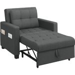 Yaheetech Sleeper Sofa Chair Bed Convertible Fabric Sofa Chair 3-in-1 Adjustable Sleep Bed Pullout Sofa for Living Room/Apartment/Small Space, Dark Gray