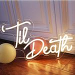 Til Death Pink Warm White LED Neon Signs Wedding Birthday Party Wall Decor Sign Light Up Lights for Bedroom Living Room Anniversary Engagement USB 5V 16.9 X 10.2 inches