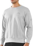 NORTHYARD Men's Crewneck Sweatshirt Long Sleeve Cotton Pullover Moisture Wicking Comfortable Casual Sweatshirts for Men LIGHTGREY XL