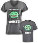 Monster Matching Mommy and Me Outfits Mom Daughter Shirts Mothers Day Outfits Mama Mini Clothing, Gray, Medium