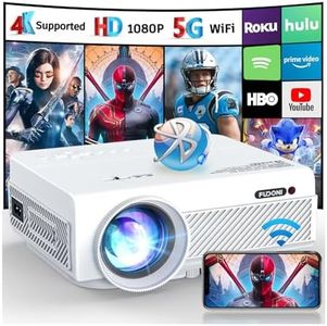Projector with WiFi and Bluetooth, FUDONI 5G WiFi Native 1080P Outdoor Projector 10000L Support 4K, Portable Movie Projector with Screen and Max 300", for iOS/Android/Laptop/TV Stick/HDMI/USB/VGA/TF