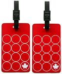 ORB Travel-EM201-Maple Leaf-Red/White- 2-Pack Luggage Name Tags ID Label Set of 2 Tags Business Card Suitcase Label