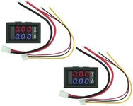 DIGISHUO 2Pcs 0.28" Digital Voltmeter Ammeter | DC 100V 10A Amp Voltage Current Meter Tester | 0.28 Inch 3 Bits Blue + Red Dual LED Display Panel with Connect Wires