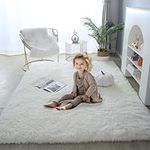 SHIPKEY Extra Large Fluffy Shaggy Carpet 8x10 Feet (240x300 cm) for Girls and Boys, Area Rugs, Perfect for Bedroom, Living Rooms, Home Decor, Non-Slip Modern Rugs (Beige)